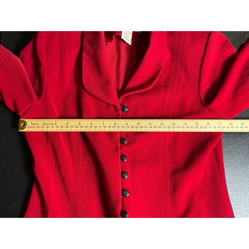Jessica Howard Petite Red Blazer Shawl‎ Collar Multi Button Jacket Size 12P - Picture 6 of 8